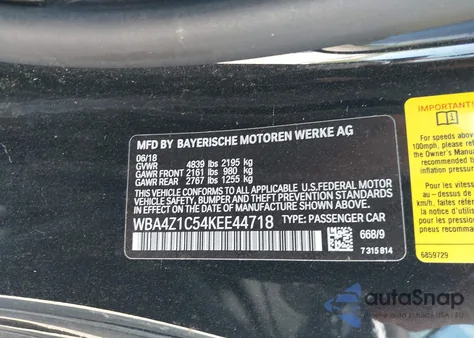 2019 BMW 430I z USA, uszkodzony, nr VIN WBA4Z1C54KEE44718